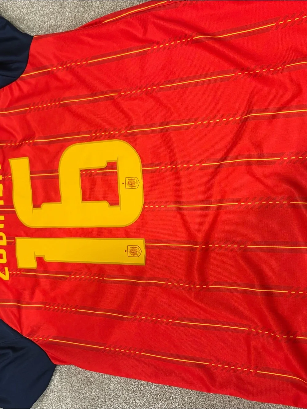 Adidas men’s World Cup Spain #16 Red Soccer Jersey zubimendi slim fit 2XL